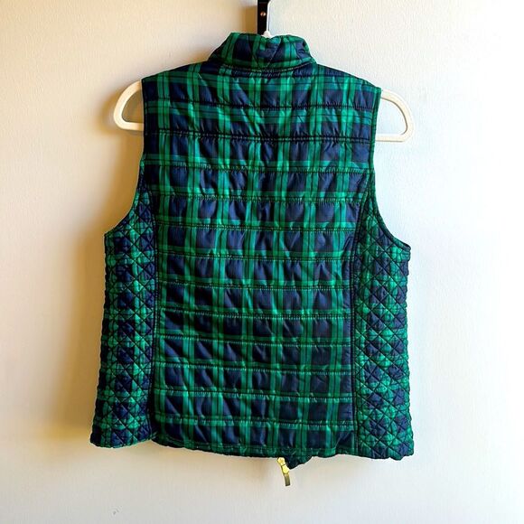Vineyard Vines Navy and Kelly Green Puffer Vest M Front Pockets Gold Zipper - Picture 5 of 5